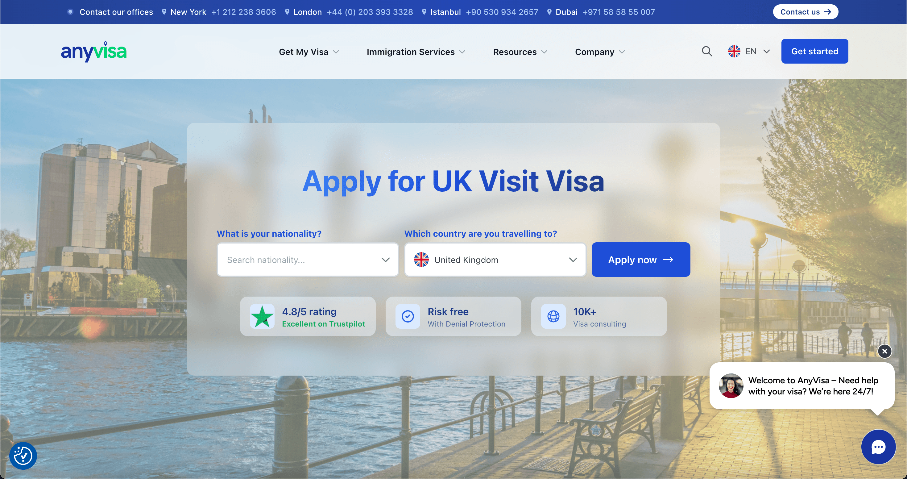 Country landing pages, like the UK visit visa, built for search and conversion.