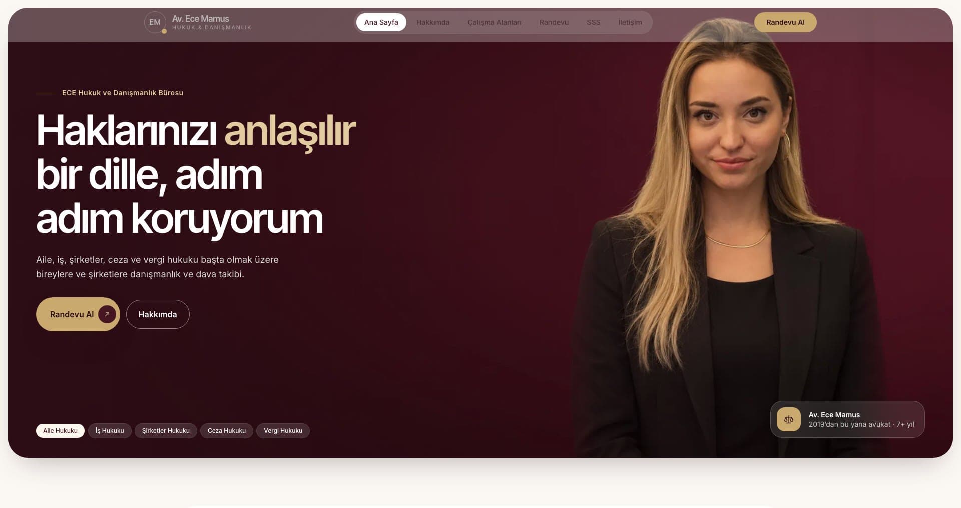 Av. Ece Mamus - Law Office Website with Online Appointments